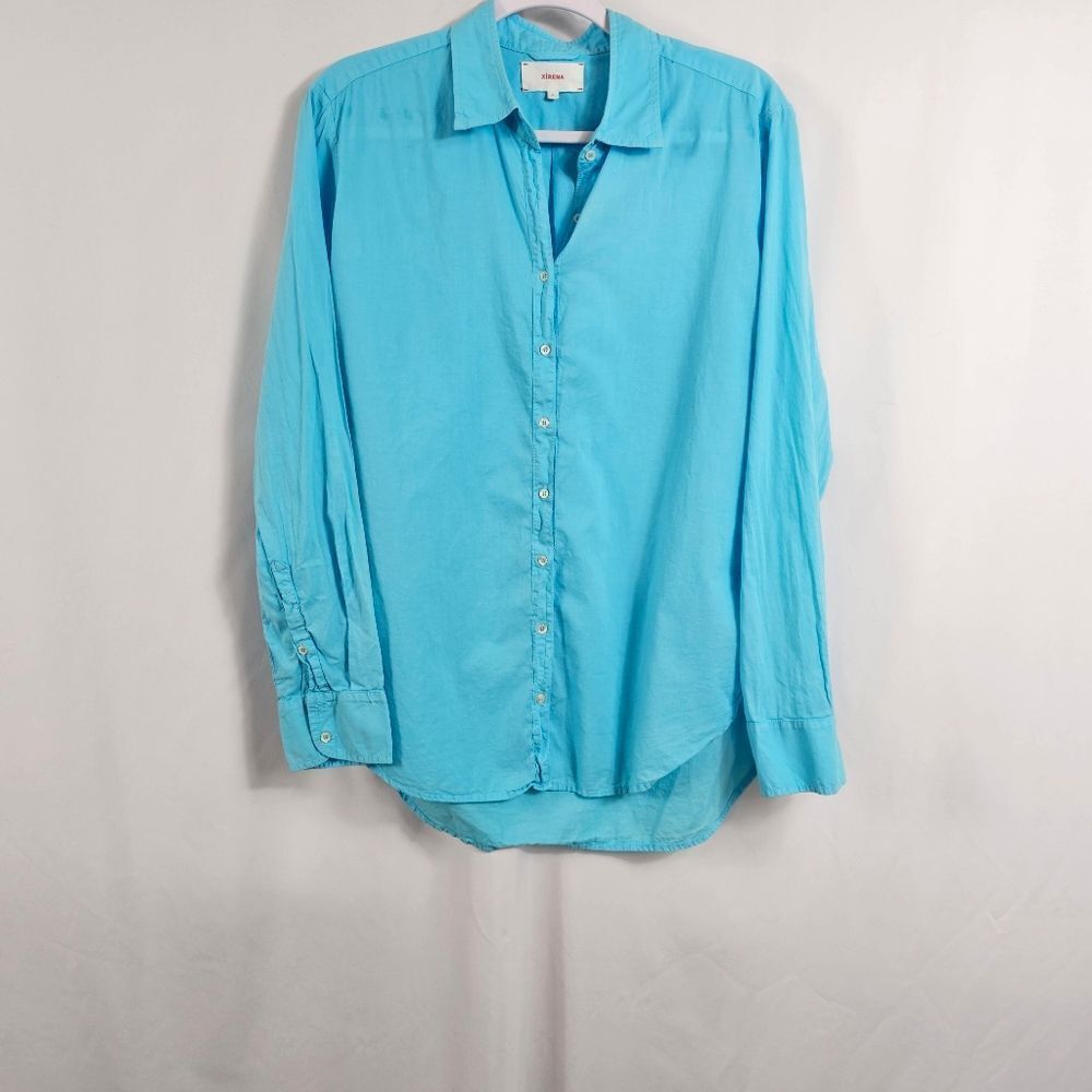 Xirena Long Sleeve Button Down in Aqua - Size S